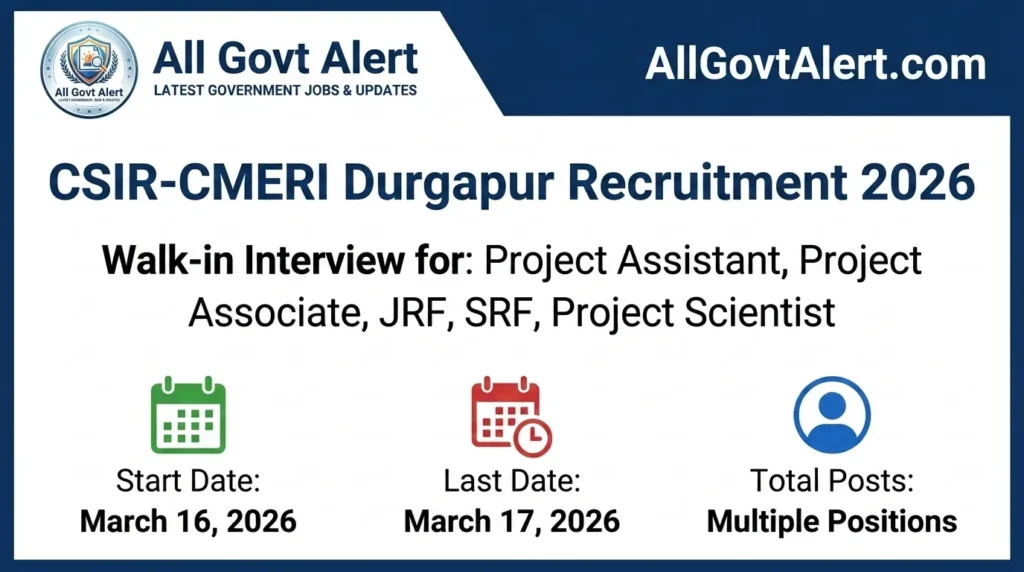 CSIR-CMERI Durgapur Recruitment 2026 Walk-in Interview for Project Posts