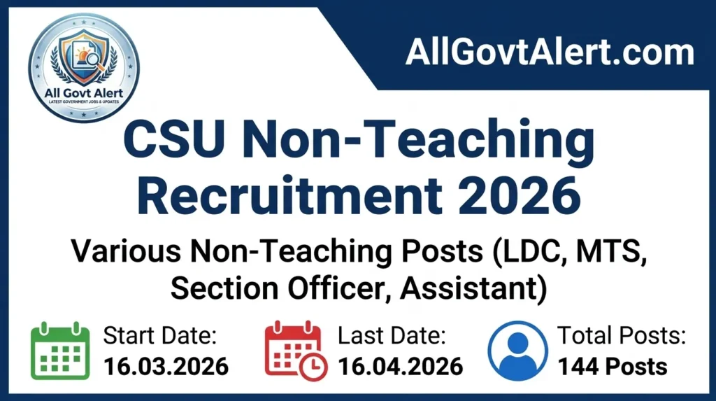 CSU Non-Teaching Recruitment 2026 Apply Online for 144 Posts