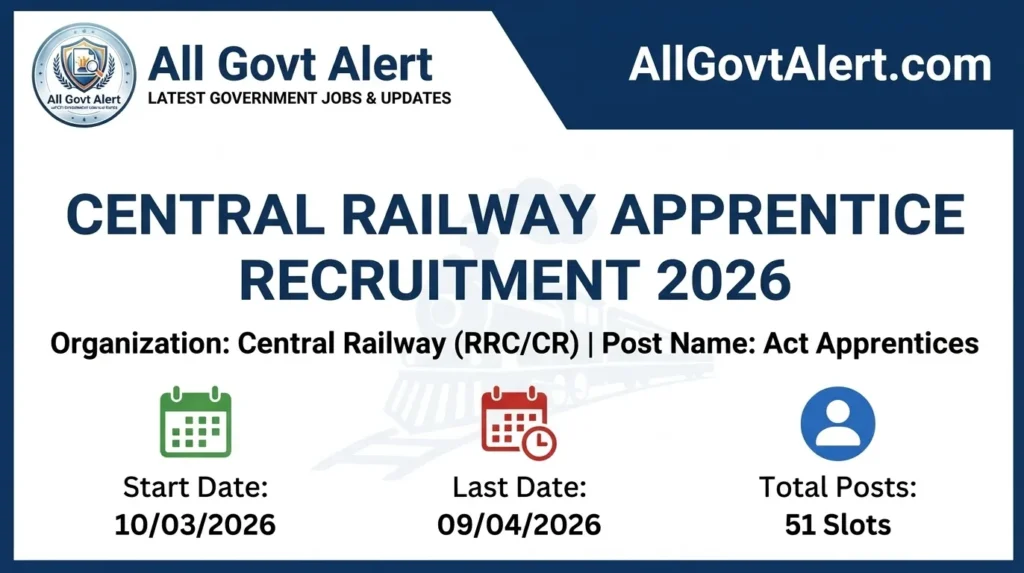 Central Railway Apprentice Recruitment 2026 Apply Online Now