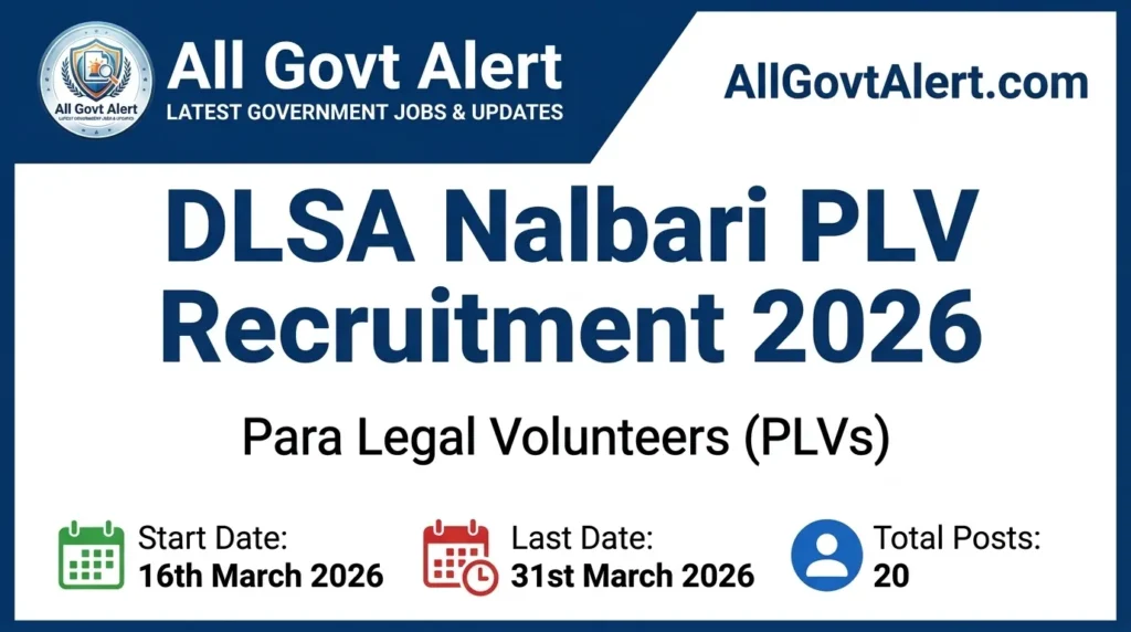 DLSA Nalbari PLV Recruitment 2026 Apply Offline for 20 Vacancies