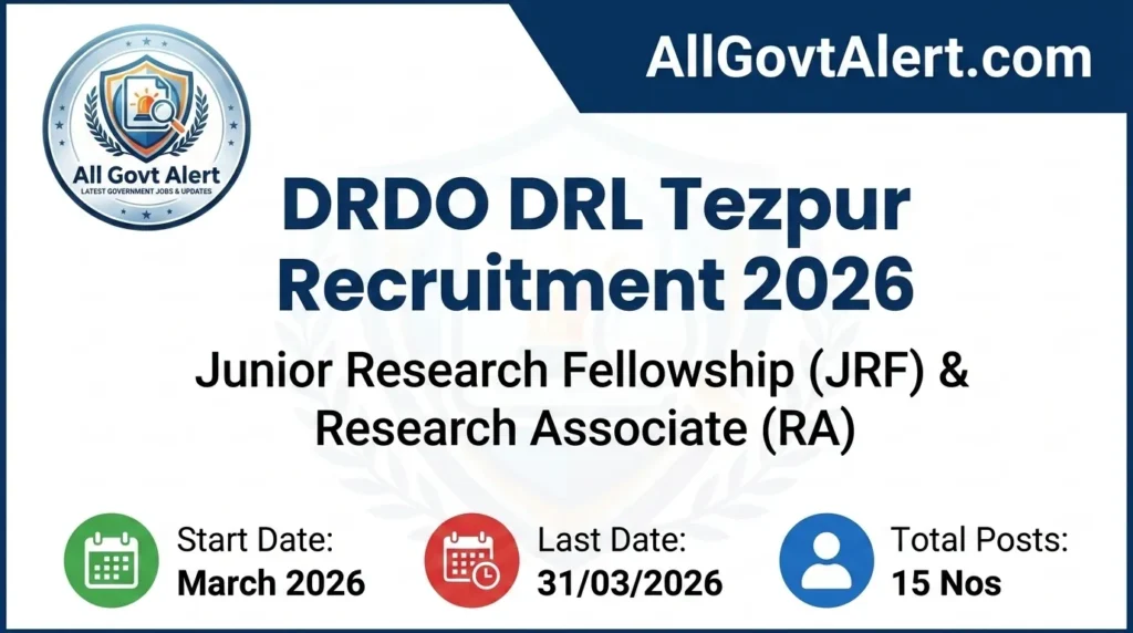 DRDO DRL Tezpur Recruitment 2026  Walk-in Interview for JRF & RA Posts