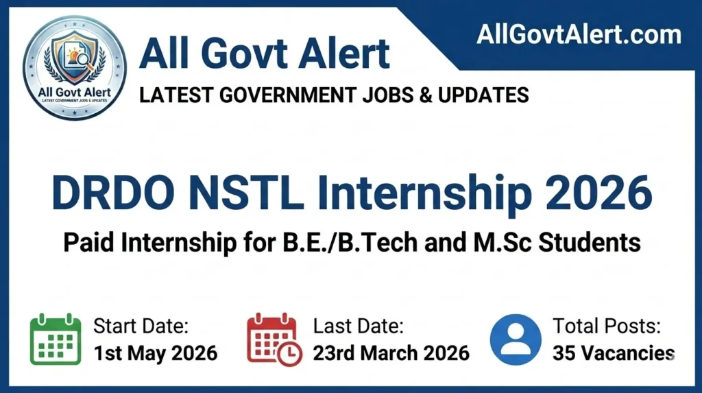 DRDO NSTL Internship 2026 Apply Online for 35 Paid Vacancies