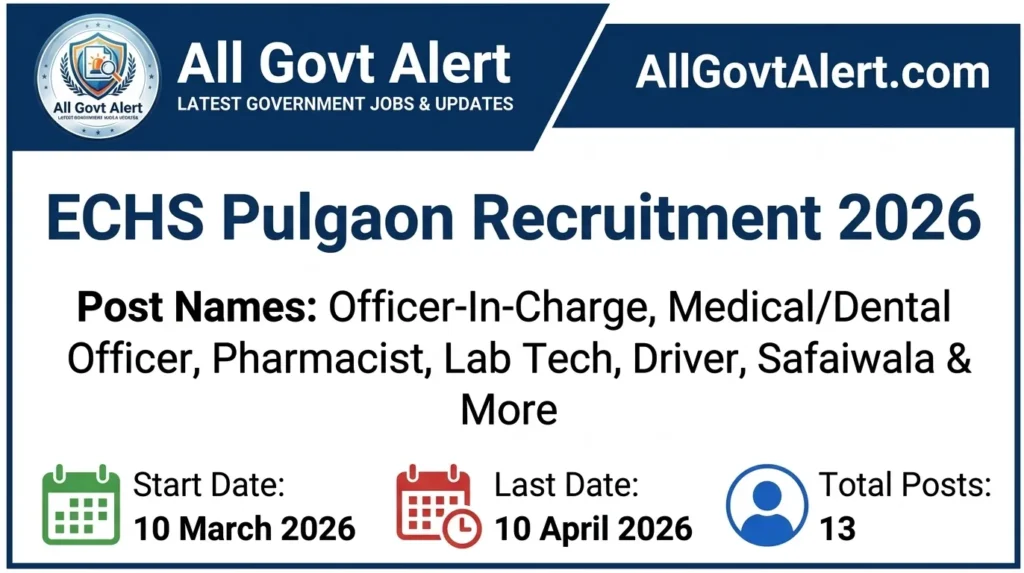 ECHS Pulgaon Recruitment 2026 Apply Offline For Medical & Non-Medical Posts