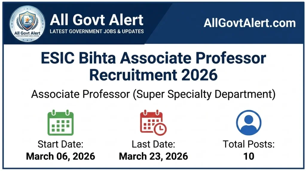 ESIC Bihta Associate Professor Recruitment 2026 Walk-in Interview for 10 Posts