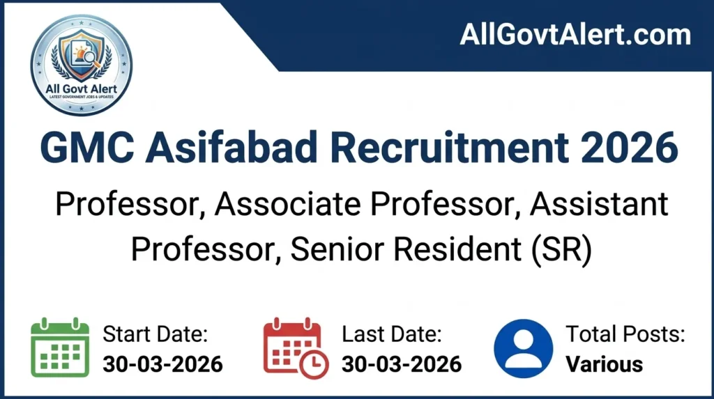 GMC Asifabad Recruitment 2026 Walk-In for Teaching Faculty & SR Posts