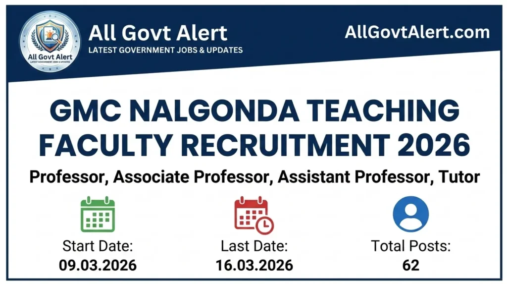 GMC Nalgonda Recruitment 2026 Walk-In for 62 Faculty & Tutor Posts