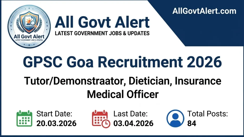 GPSC Goa Recruitment 2026 Apply Online for 84 Medical & Dietician Posts