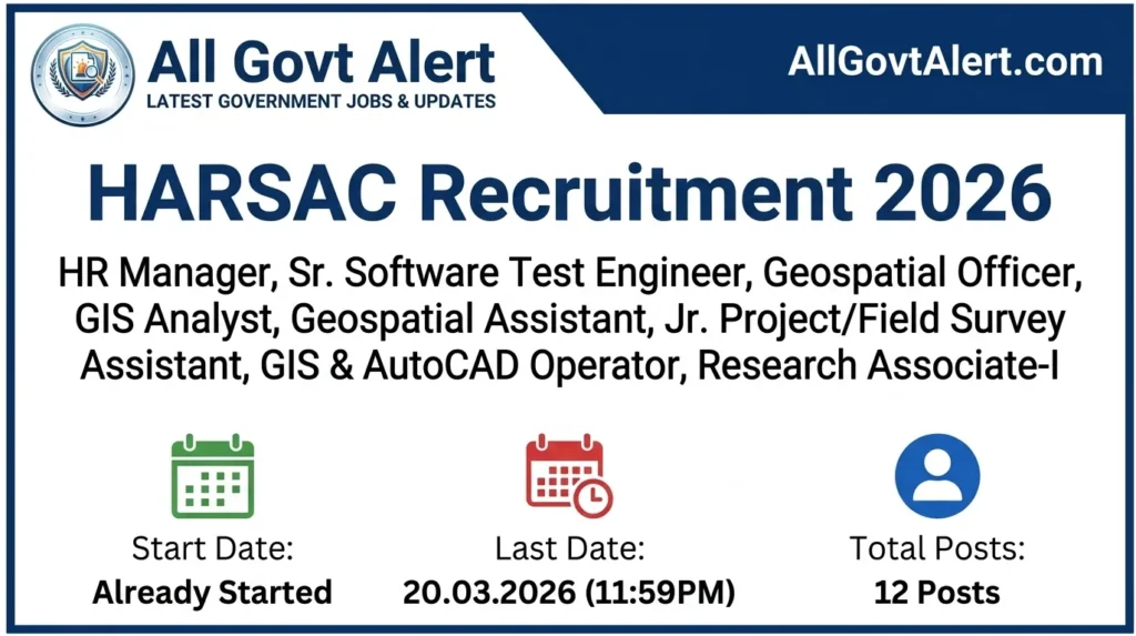 HARSAC Recruitment 2026 Apply Offline for 12 Technical Posts