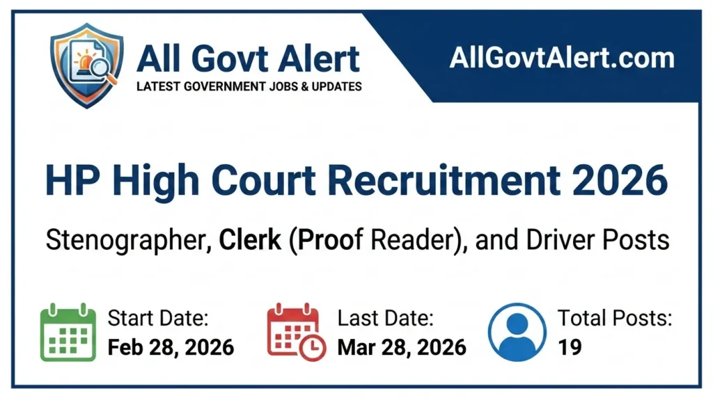 HP High Court Recruitment 2026 Apply Online for Clerk, Steno & Driver Posts