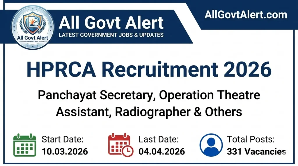 HPRCA Recruitment 2026 Apply Online for 331 Panchayat Secretary & Paramedical Posts