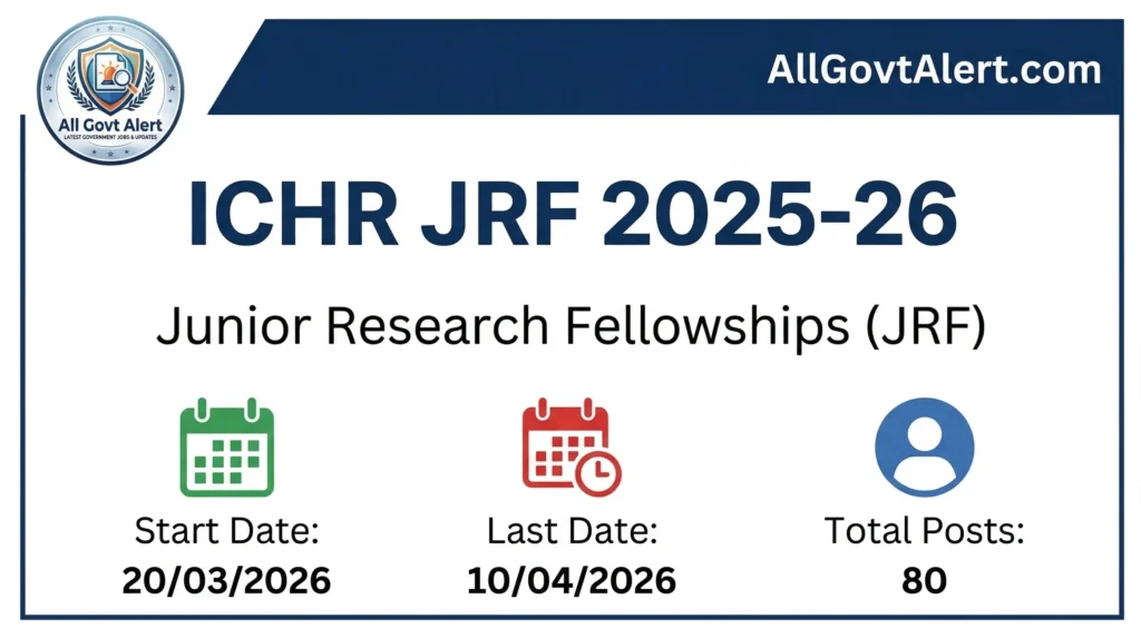 ICHR JRF 2025-26 Notification Out Apply Online for 80 Fellowships