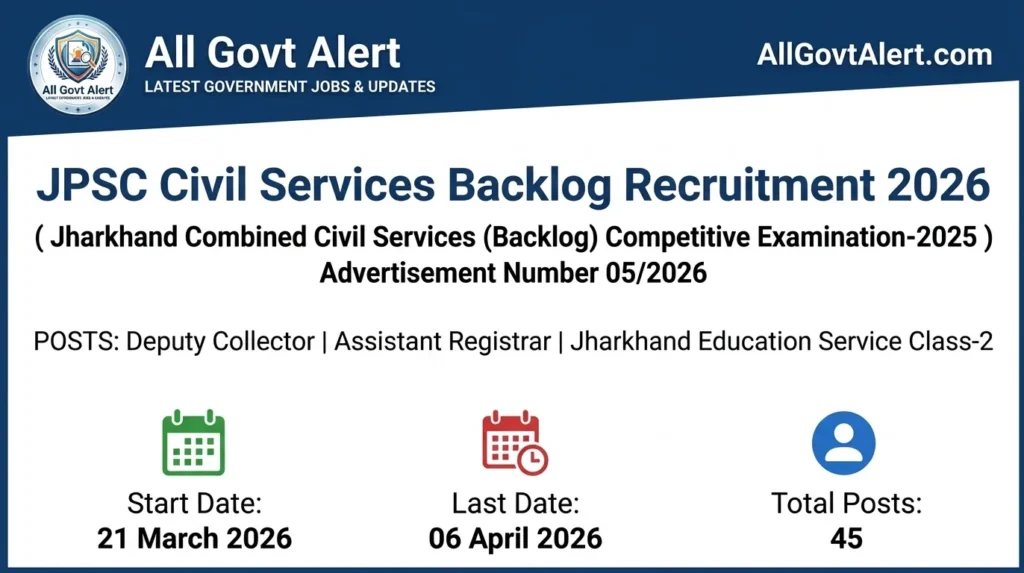 JPSC Civil Services Backlog Recruitment 2026 Apply Online for 45 Posts