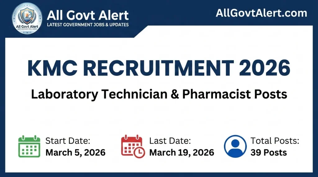 KMC Recruitment 2026 Apply Online for Lab Technician & Pharmacist Posts