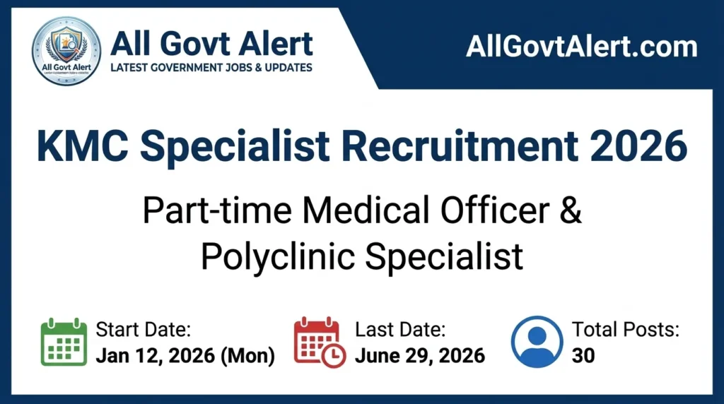 KMC Specialist Recruitment 2026 Walk-in for 30 Medical Posts