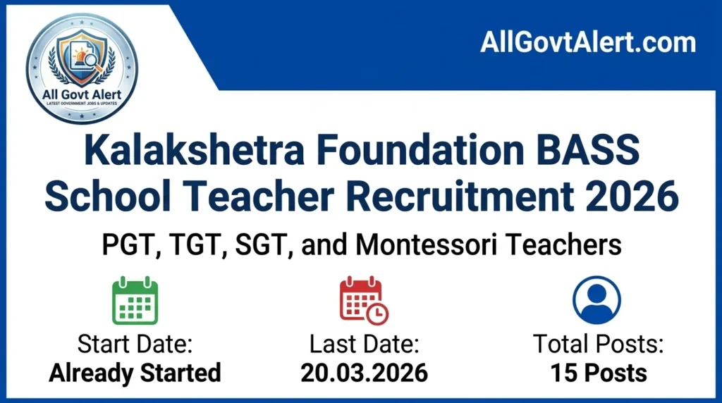 Kalakshetra Foundation Teacher Recruitment 2026 Apply for 15 BASS School Posts