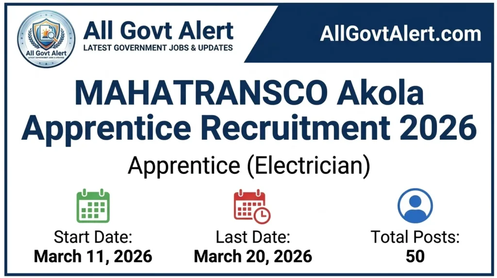 MAHATRANSCO Akola Apprentice Recruitment 2026 Apply Online for 50 Electrician Posts