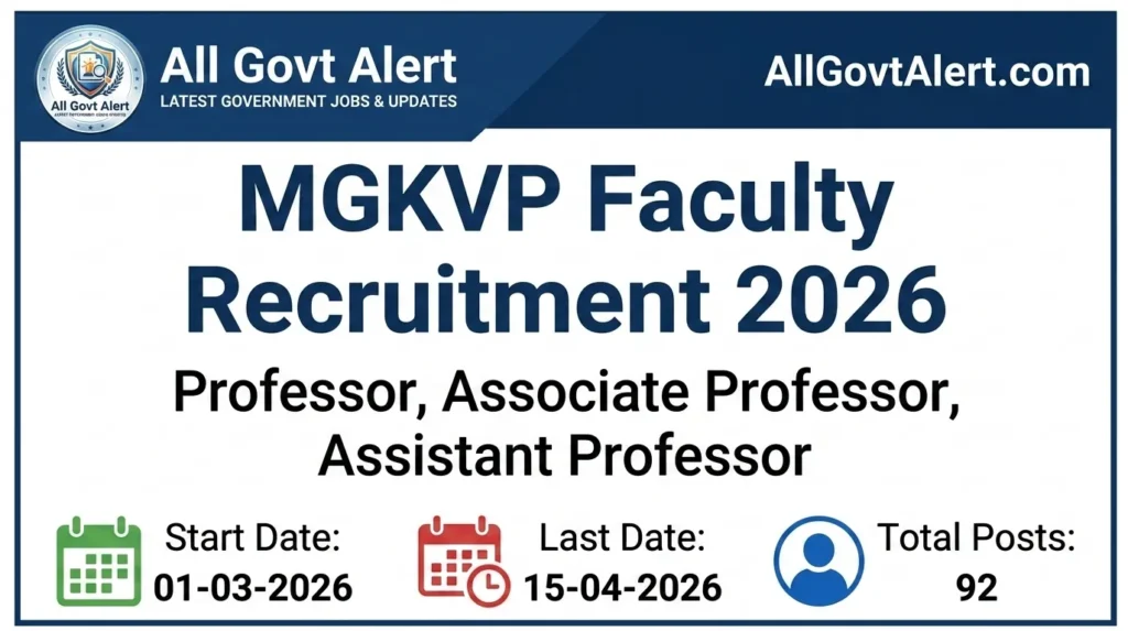 MGKVP Faculty Recruitment 2026 Apply Online for 92 Teaching Posts