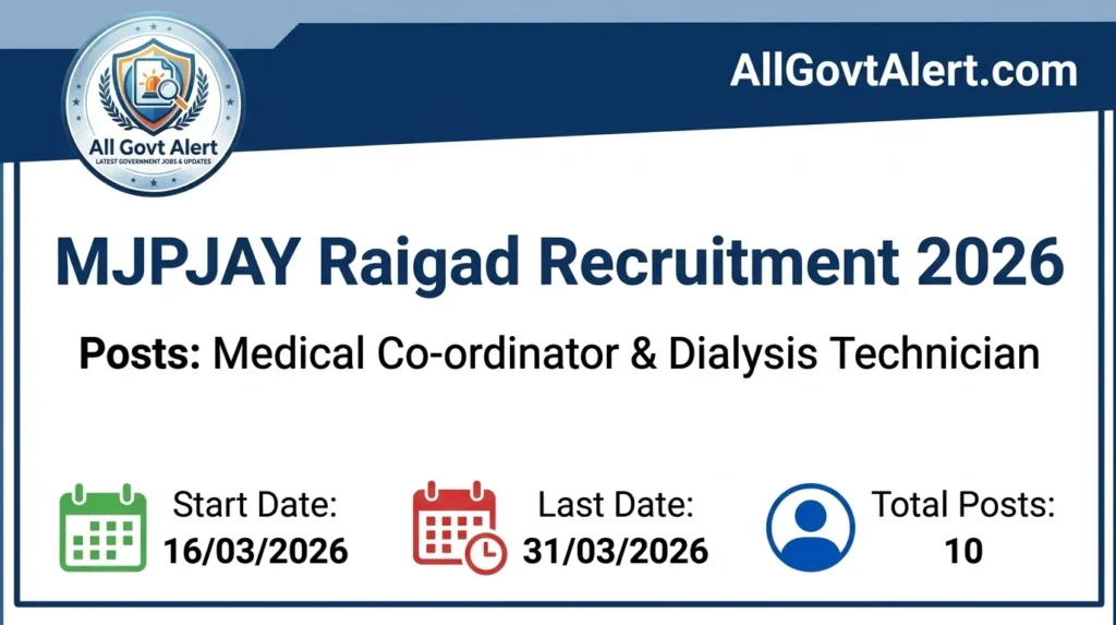 MJPJAY Raigad Recruitment 2026 Apply Offline for Medical Co-ordinator & Technician
