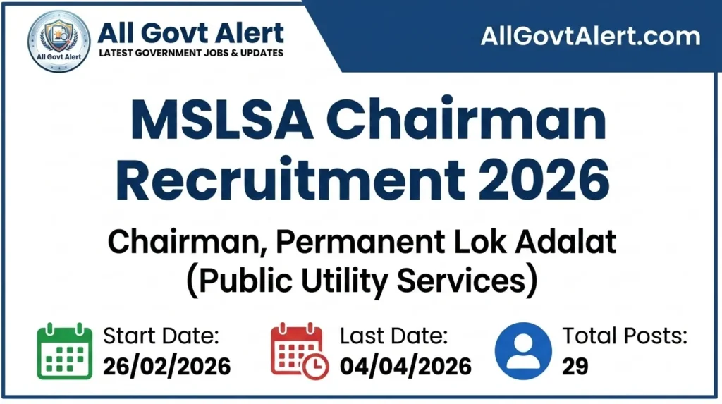 MSLSA Chairman Recruitment 2026 Apply Offline for 29 Vacancies