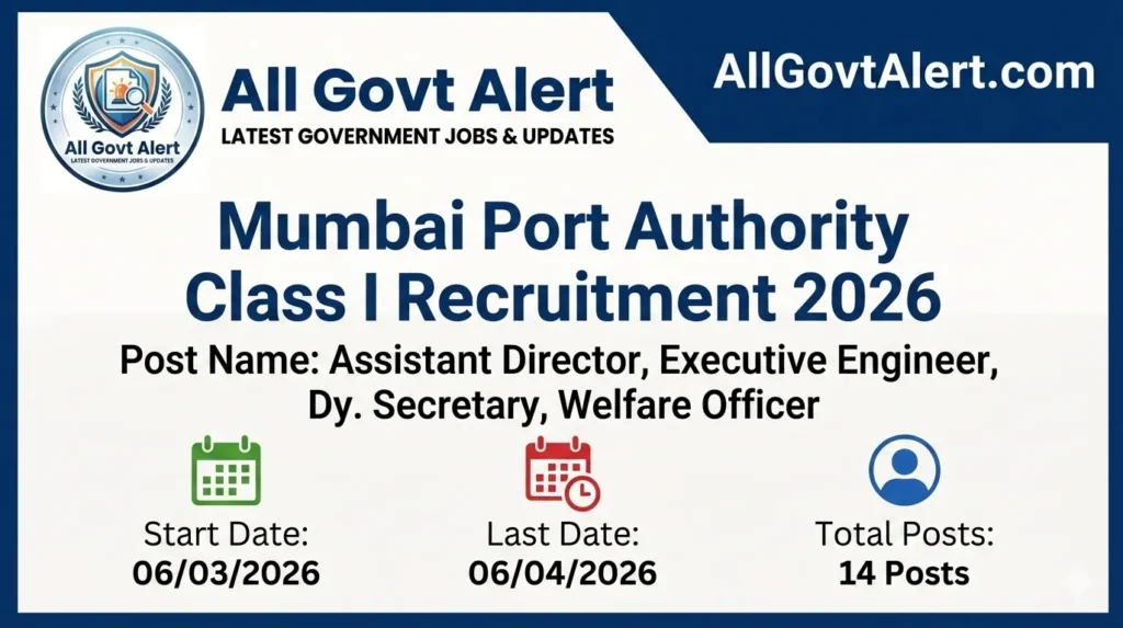 Mumbai Port Authority Class I Recruitment 2026 Apply Online for 14 Posts