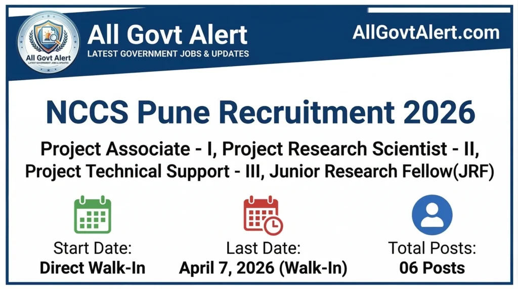 NCCS Pune Recruitment 2026 Walk-in Interview for Project Posts