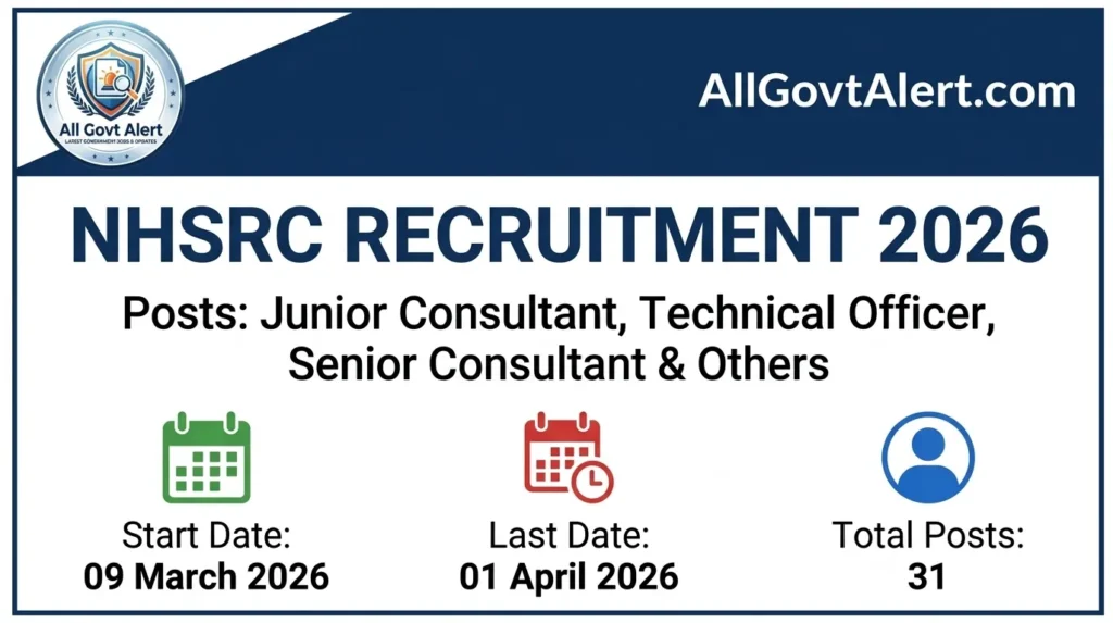 NHSRC Recruitment 2026 Apply Online for 31 Junior Consultant & Technical Officer Posts