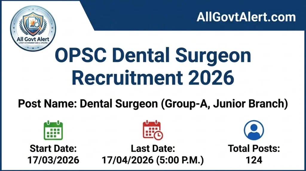 OPSC Dental Surgeon Recruitment 2026 Apply Online for 124 Posts