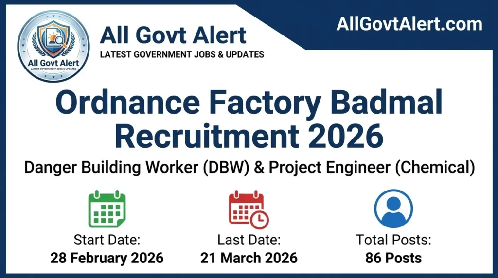 Ordnance Factory Badmal Recruitment 2026