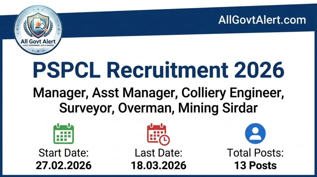 PSPCL Recruitment 2026 Apply Online for 13 Mining & Engineering Posts