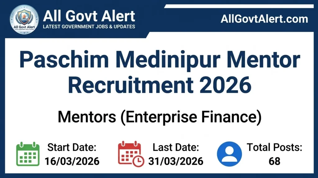 Paschim Medinipur Mentor Recruitment 2026  Apply Online for 68 Posts