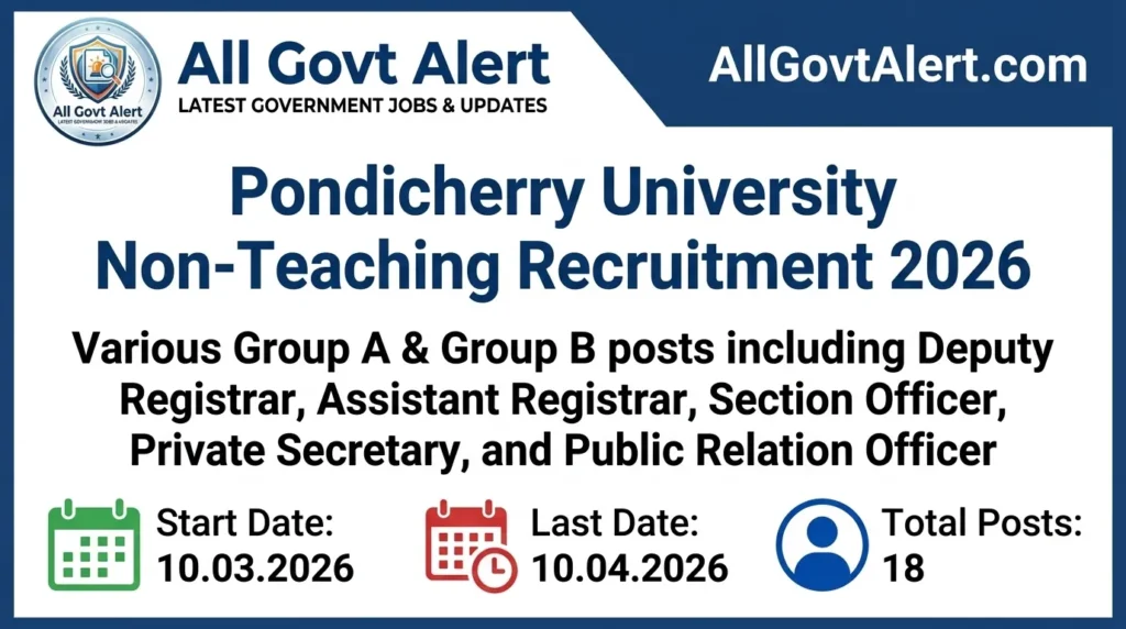 Pondicherry University Non-Teaching Recruitment 2026 Apply Online