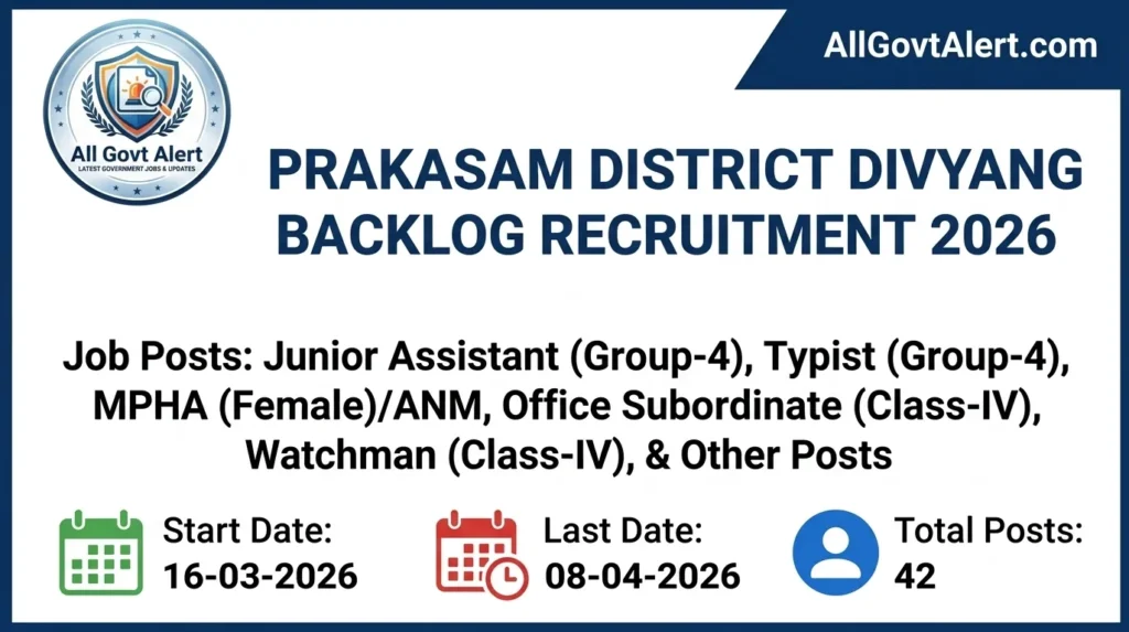 Prakasam District Divyang Backlog Recruitment 2026 Apply Offline for 42+ Posts