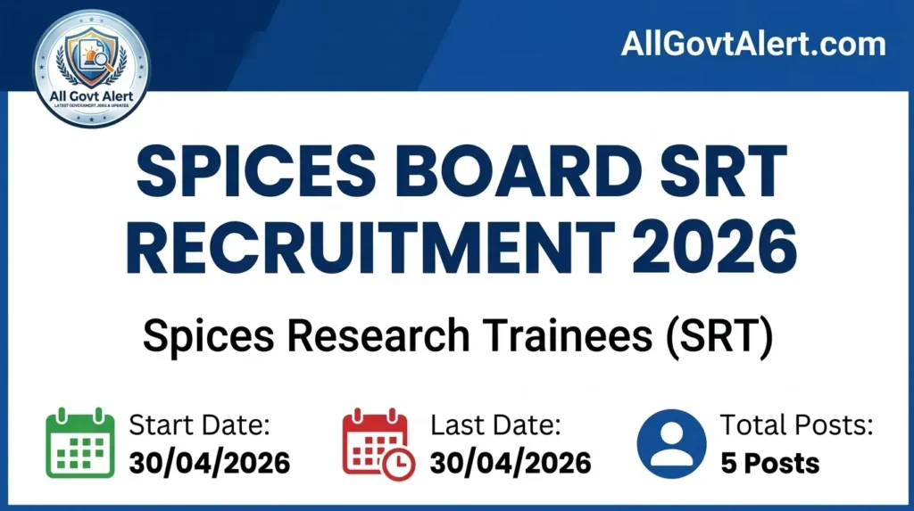 Spices Board SRT Recruitment 2026 Walk-in for Spices Research Trainees