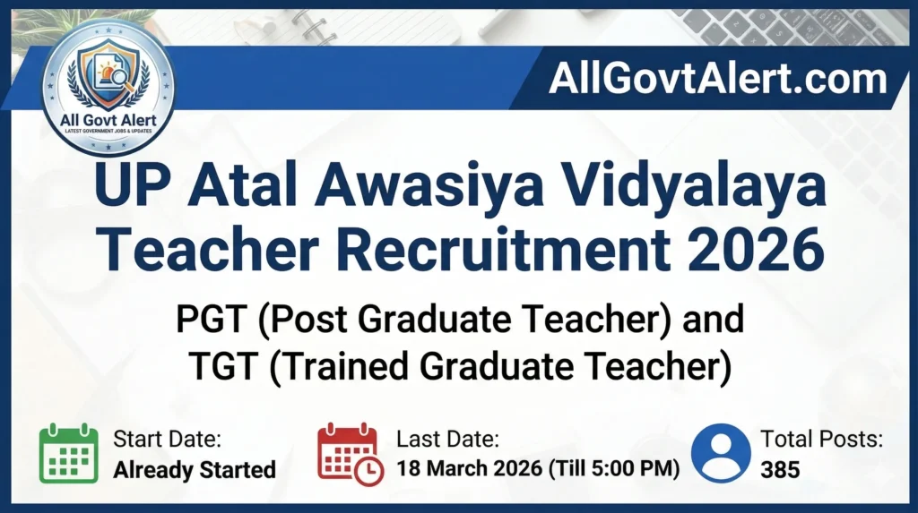 UP Atal Awasiya Vidyalaya Teacher Recruitment 2026 Apply Offline for 385 PGT & TGT Posts