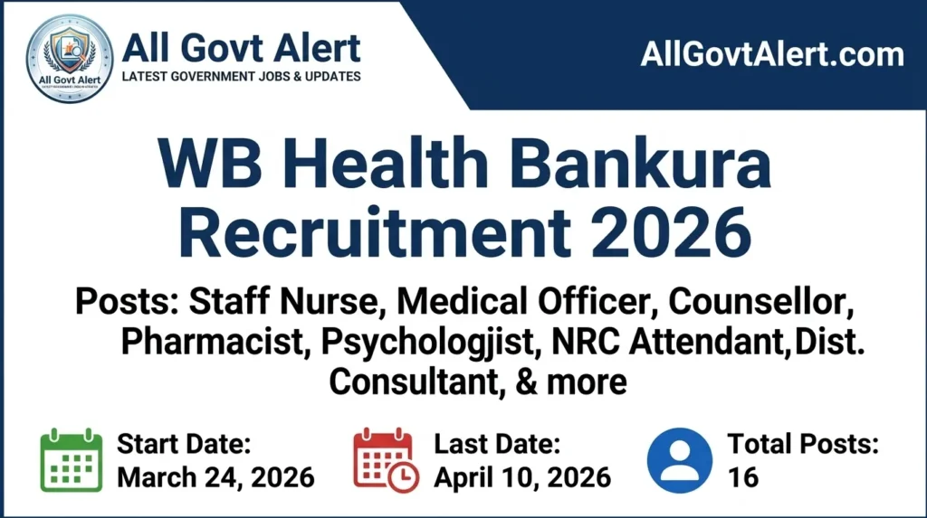 WB Health Bankura Recruitment 2026 Apply Online for 16 Vacancies