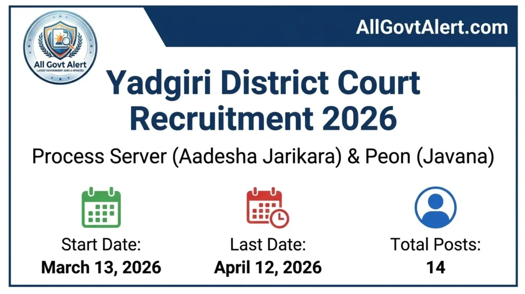 Yadgiri District Court Recruitment 2026 Apply Online for Process Server & Peon Posts
