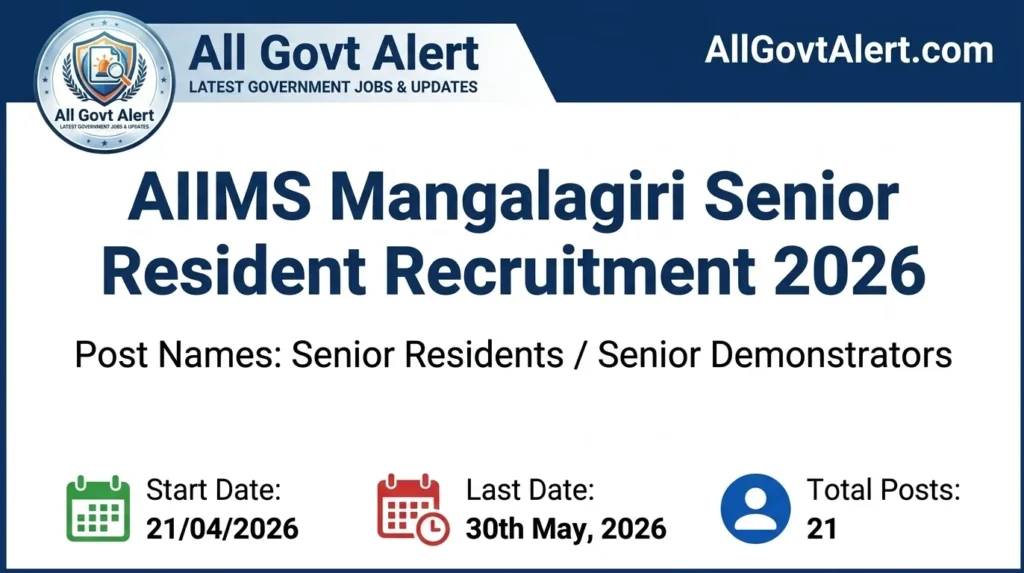 AIIMS Mangalagiri Senior Resident Recruitment 2026 Apply Now