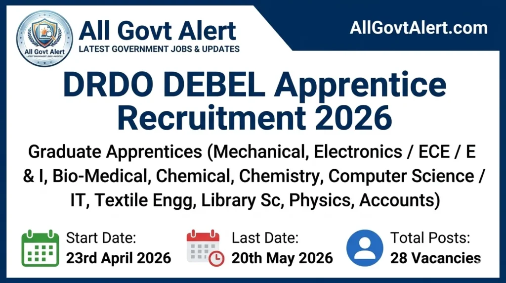 DRDO DEBEL Apprentice Recruitment 2026  Apply Online for 28 Posts