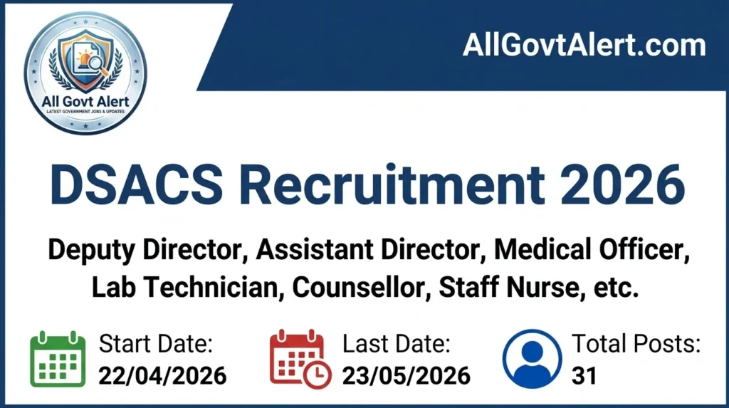 DSACS Recruitment 2026 Apply Online for 31 Contractual Posts