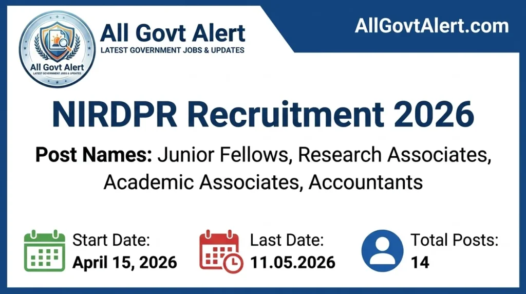 NIRDPR Recruitment 2026  Apply Online for 14 Junior Fellow & Associate Posts