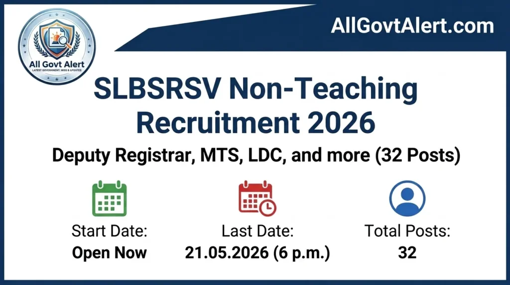 SLBSRSV Non-Teaching Recruitment 2026  Apply Online for 32 Posts